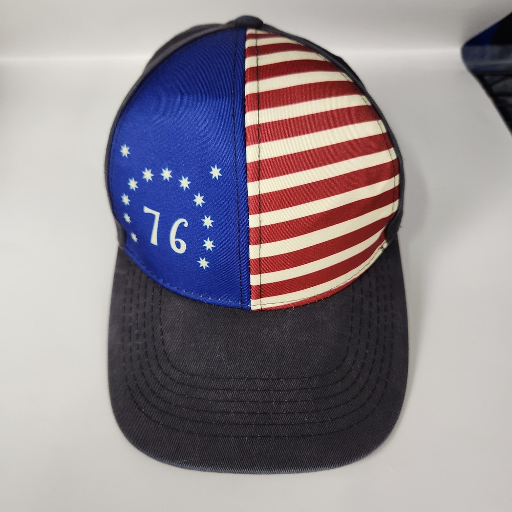 Betsy Ross 1776 Hat Cap Strap‎ Back Navy Blue American Flag Patriotic Mens USA